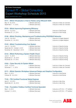 Expert Workshop Schedule 2015 (Minden, Germany)