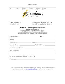 Summer 2015 Registration Form & Contract