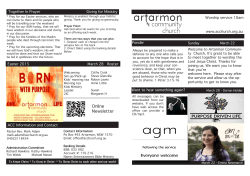 Weekly newsletter - Artarmon Community Church