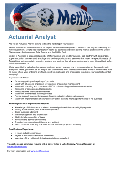 Actuarial Analyst - Institute of Actuaries of Australia