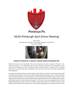AIChE-Pittsburgh April Dinner Meeting
