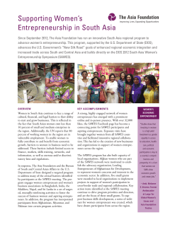 Supporting Women`s Entrepreneurship in South Asia