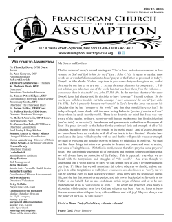 May 17, 2015 Bulletin - The Franciscan Church of the Assumption