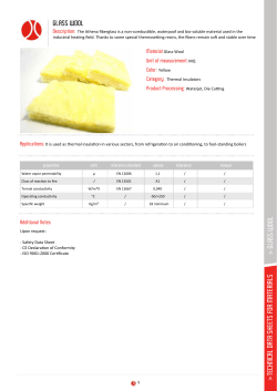 technical data sheets for materials > glass wool