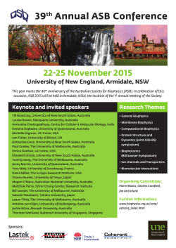 39th Annual ASB Conference - the Australian Society for Biophysics