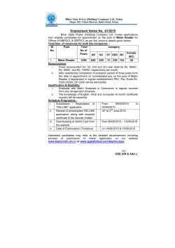 Employment Notice No. -01/2015