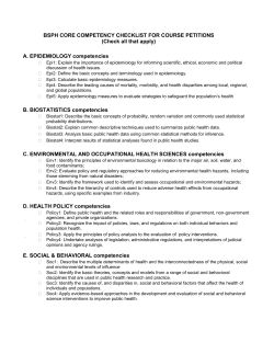 BSPH CORE COMPETENCY CHECKLIST FOR COURSE PETITIONS