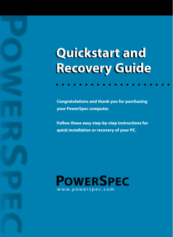 Quickstart and Recovery Guide Quickstart and Recovery Guide