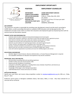 employment opportunity position: employment counsellor