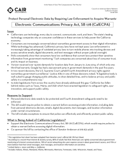 SB 178- Electronic Communication Privacy Act (CalECPA) Fact Sheet