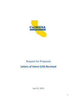 Request for Proposals Letters of Intent (LOI) Received