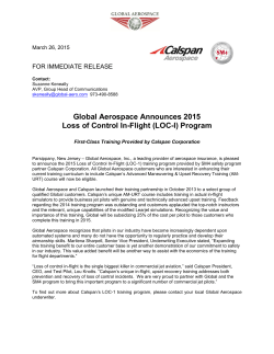 Global Aerospace Announces 2015 Loss of Control In
