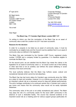 Black Cap decision letter to nominator 8 April 2015