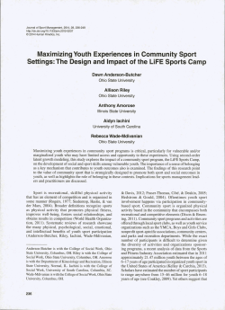 Maximizing youth experiences in community sport settings l the