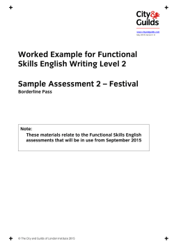 Worked Example for Functional Skills English Writing