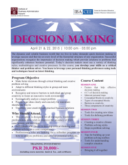 Decision Making - IBA - CEE - Institute of Business Administration