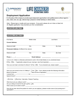 Employment Application - Gregory Dickow Ministries