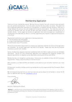 Introductory Letter - Chiropractors` Association of Australia