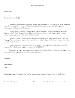 Movie Permission Form May 14, 2015 Dear parent(s) / guardian(s), I