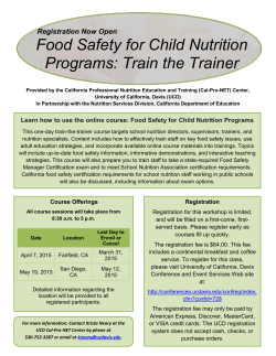 Food Safety for Child Nutrition Programs: Train the Trainer