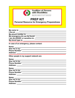 Personal Resource for Emergency Preparedness â PREP Kit