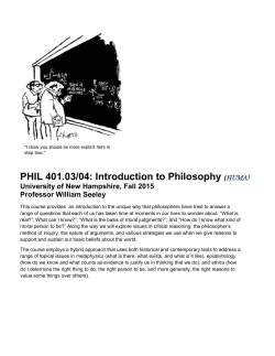PHIL 401.03/04: Introduction to Philosophy (HUMA)
