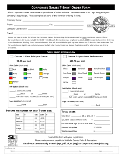 Corporate Games T-Shirt Order Form