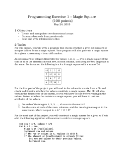 Programming Exercise 1 â Magic Square (100 points)
