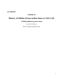 Paper 15 History of Odisha - DDCE, Utkal University, Bhubaneswar