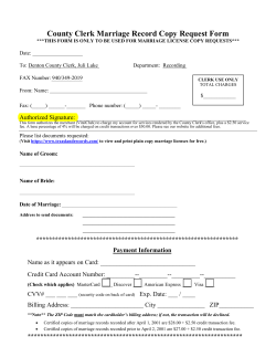 County Clerk Marriage Record Copy Request Form