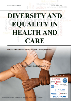 Table of Content - Diversity and Equality in Health and Care