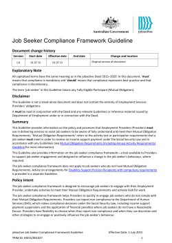 Job Seeker Compliance Framework Guideline