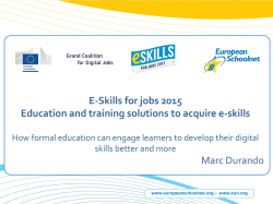 E-Skills for jobs 2015 Education and training solutions to acquire e