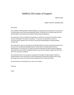SAMPLE CEO Letter of Support - Florida Breastfeeding Coalition