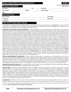 Disney`s Sports Waiver and Permission Form (Adult)