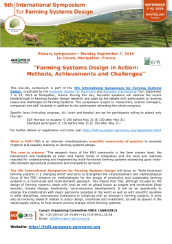 "Farming Systems Design in Action: Methods, Achievements and