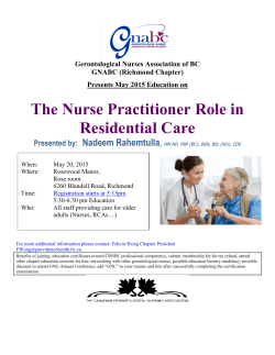 The Nurse Practitioner Role in Residential Care
