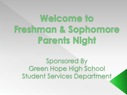 Freshman & Sophomore Parents Night PPT