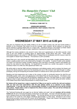 The Hampshire Farmers` Club WEDNESDAY 27 MAY 2015 at 6.00 pm