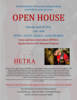 Saturday April 18, 2015 2:00 - 4:00 HETRA