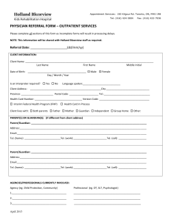 Physician referral form - Holland Bloorview Kids Rehabilitation
