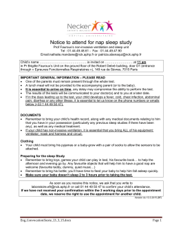 Notice to attend for nap sleep study