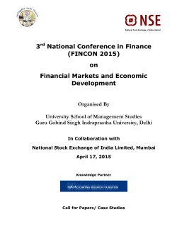 3 National Conference in Finance (FINCON 2015) on Financial