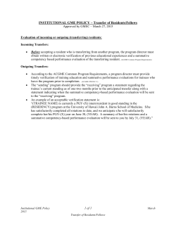 INSTITUTIONAL GME POLICY â Transfer of Residents/Fellows