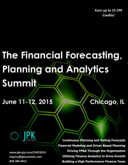 The Financial Forecasting, Planning and Analytics Summit June 11