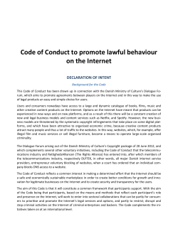 Code of Conduct to promote lawful behaviour on the Internet