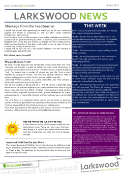Newsletter w/e 8th May 2015