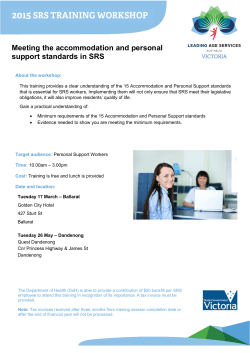 Meeting the accommodation and personal support standards in SRS
