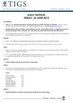daily notices friday, 12 june 2015