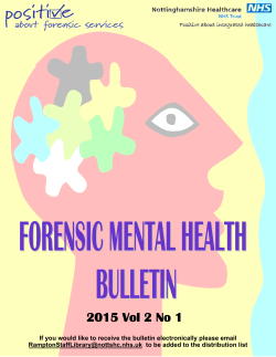 Forensic Mental Health Bulletin 2015 Vol 2 No 1